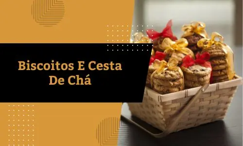Biscoitos E Cesta De Chá