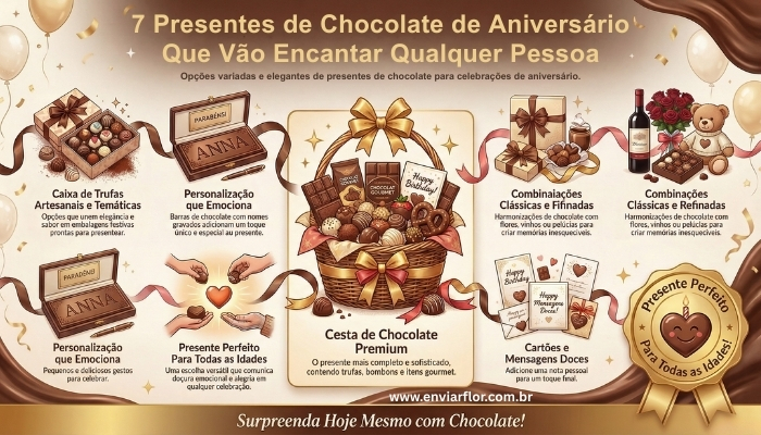 7 Presentes de Chocolate de Aniversário Que Vão Encantar Qualquer Pessoa