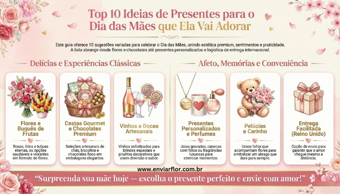 Top 10 Ideias de Presentes para o Dia das Mães que Ela Vai Adorar