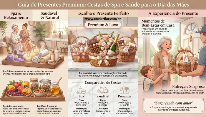 Cestas para o Dia das Mães: Guia de Hampers Premium de Spa e Saúde
