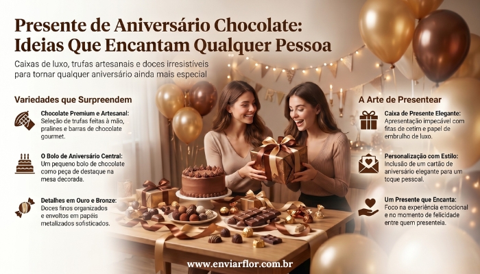 Presente de Aniversário Chocolate: Ideias Que Encantam Qualquer Pessoa