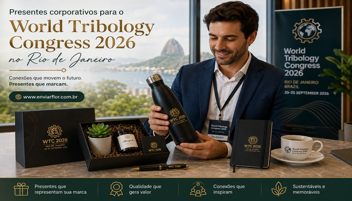 Presentes corporativos para o World Tribology Congress 2026 no Rio de Janeiro